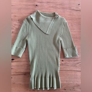 Dressbarn‎ Ribbed Stretch Top Short Sleeve Women’s Green XL Preloved
